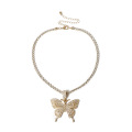 Shangjie OEM Clavicle Chain Diamond Large Butterfly Necklace rhinestone women 18k gold necklaces